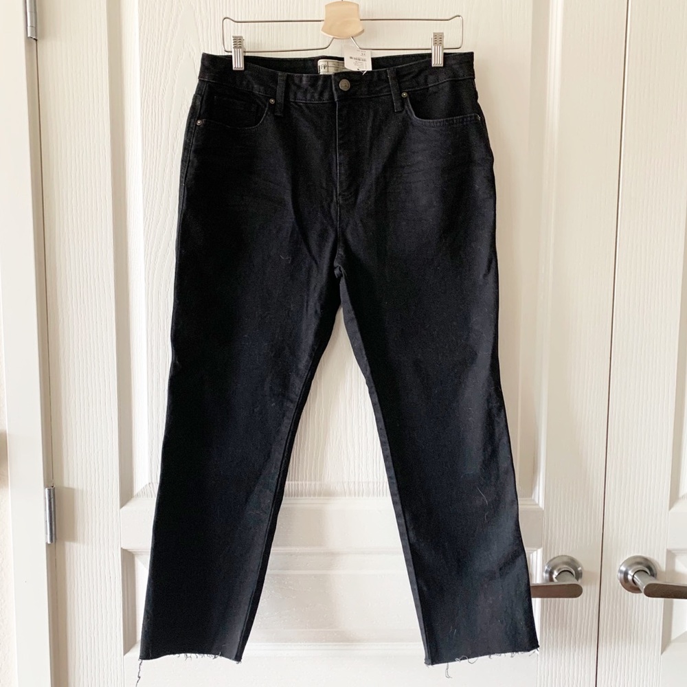 Free People High Waist Straight Slim Raw Hem Jeans
